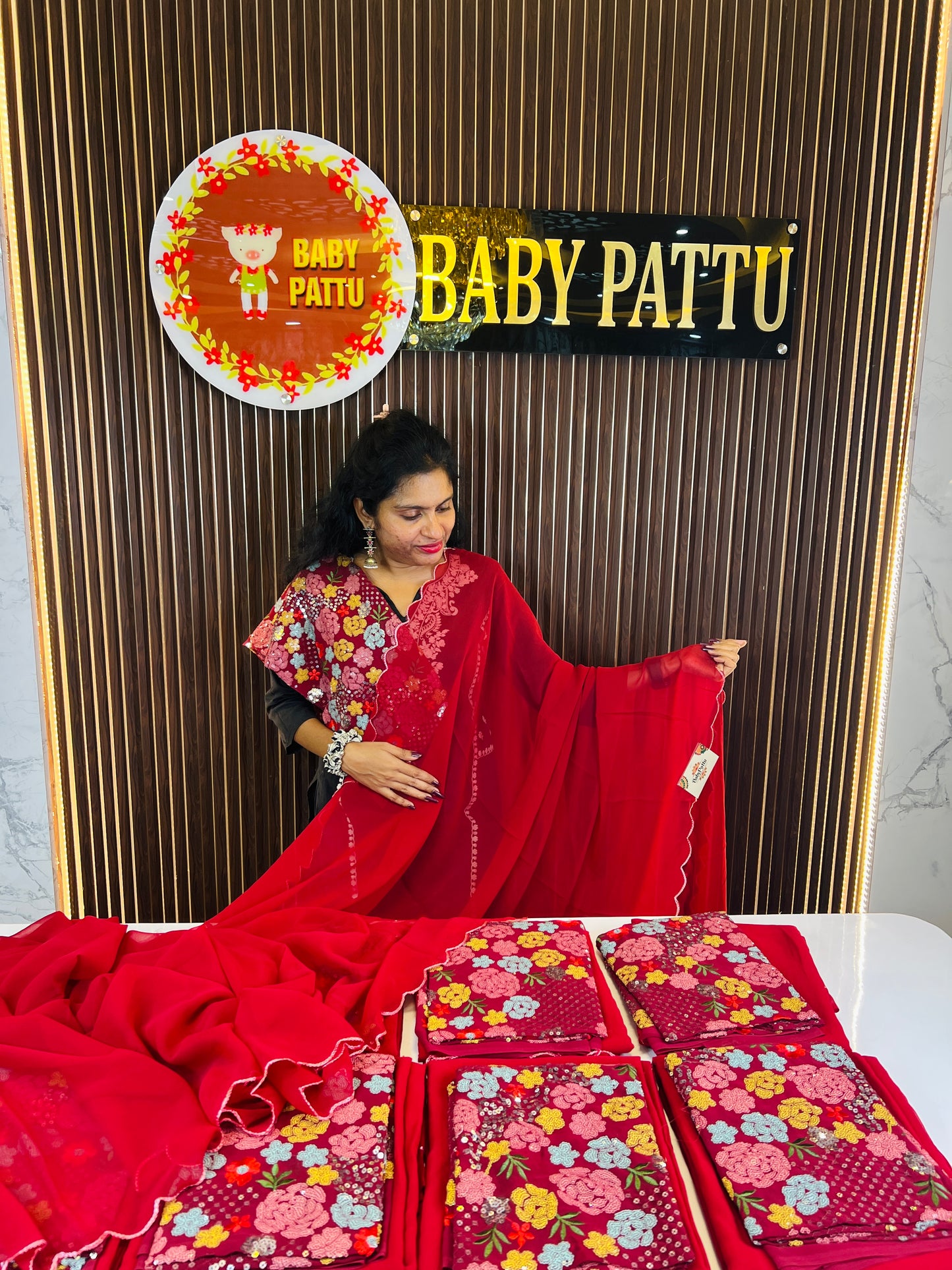Maroon Georgette Saree