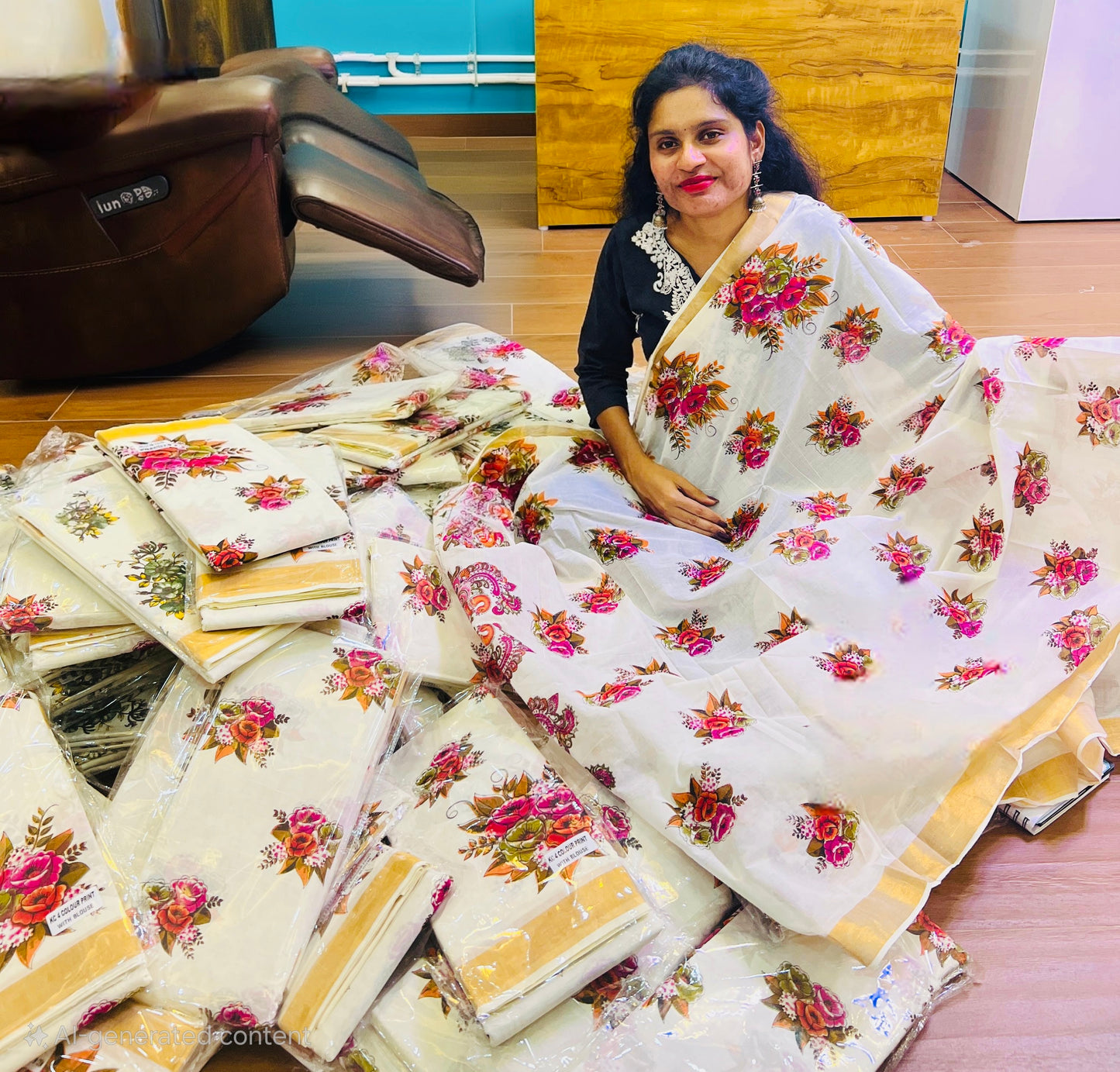Printed Design Kerala Cotton Sarees