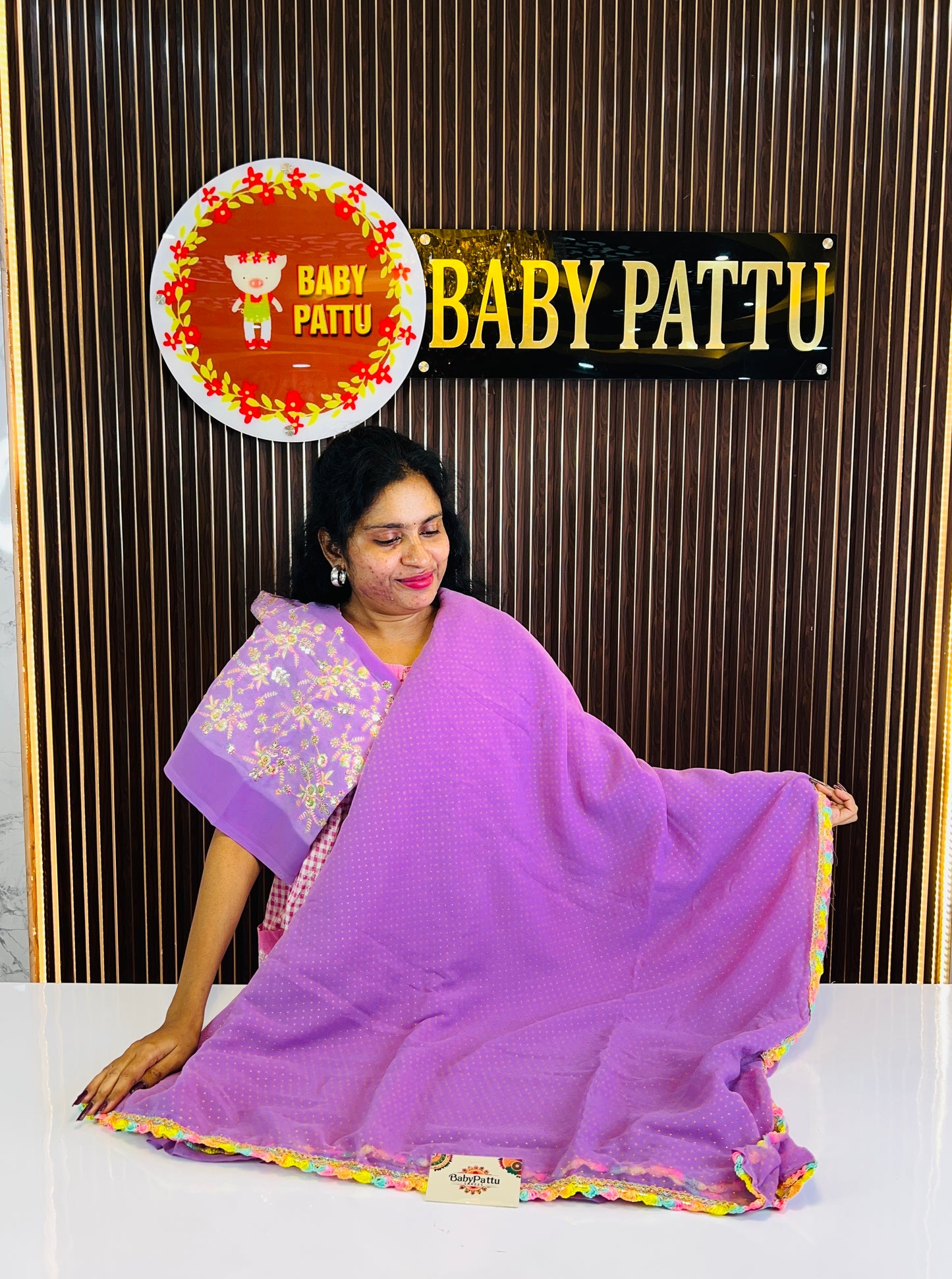 Lavender Color Georgette Saree