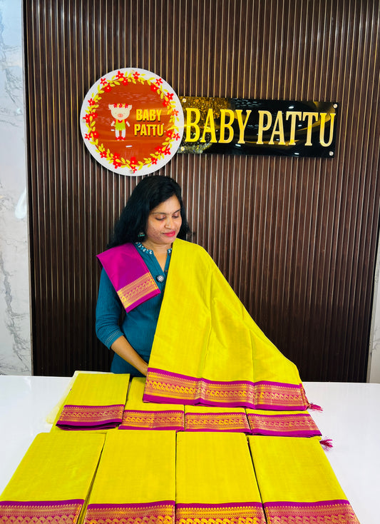 Bright Green And Purple Soft Silk Saree
