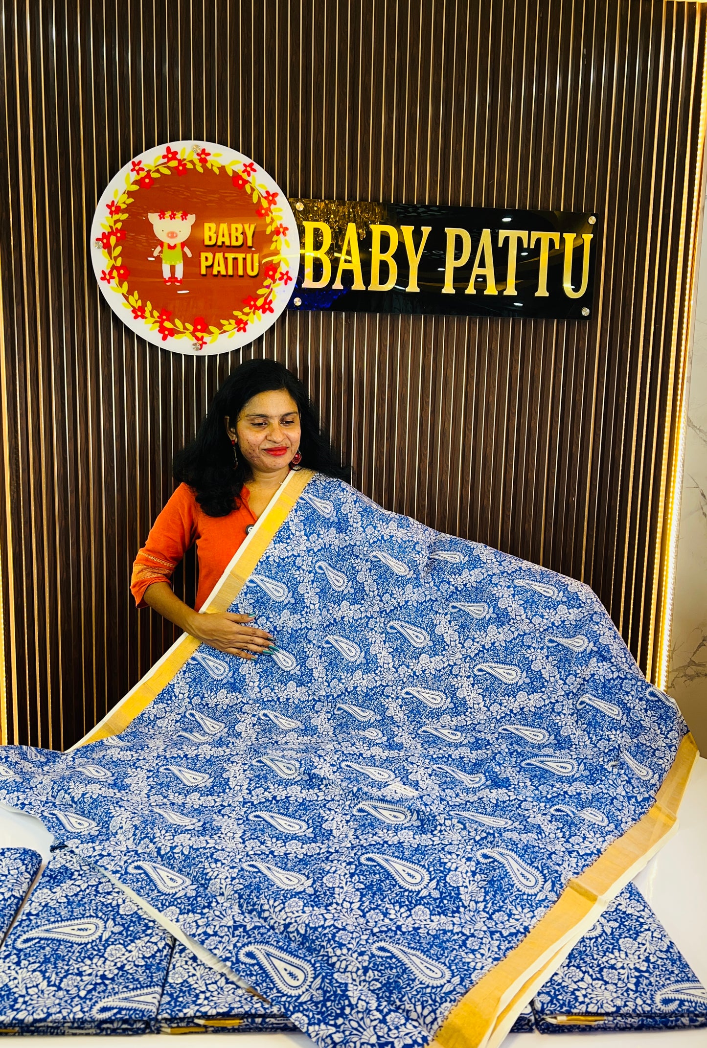 Blue Color Kerala Cotton Saree