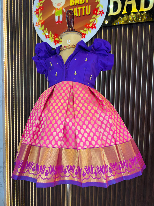 Purple & Candy Pink Shirt Model Frock