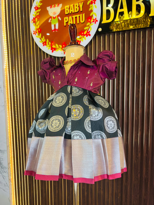 Wine & Black shirt model Frock