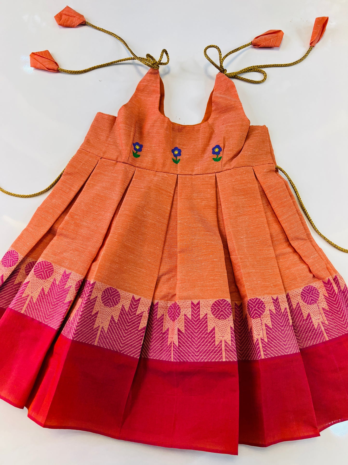 Dark Peach Colour Cotton Frock
