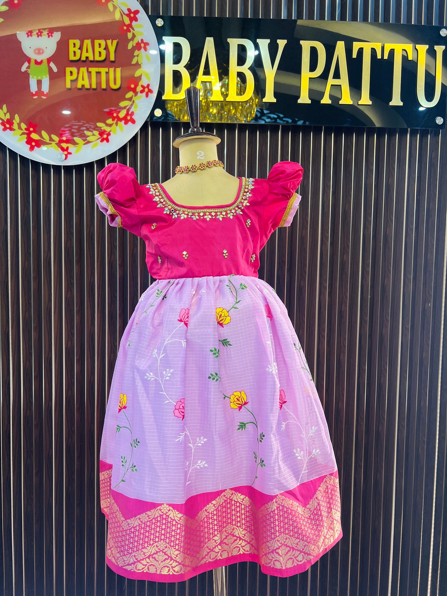 Rani Pink And Lilac Color Frock