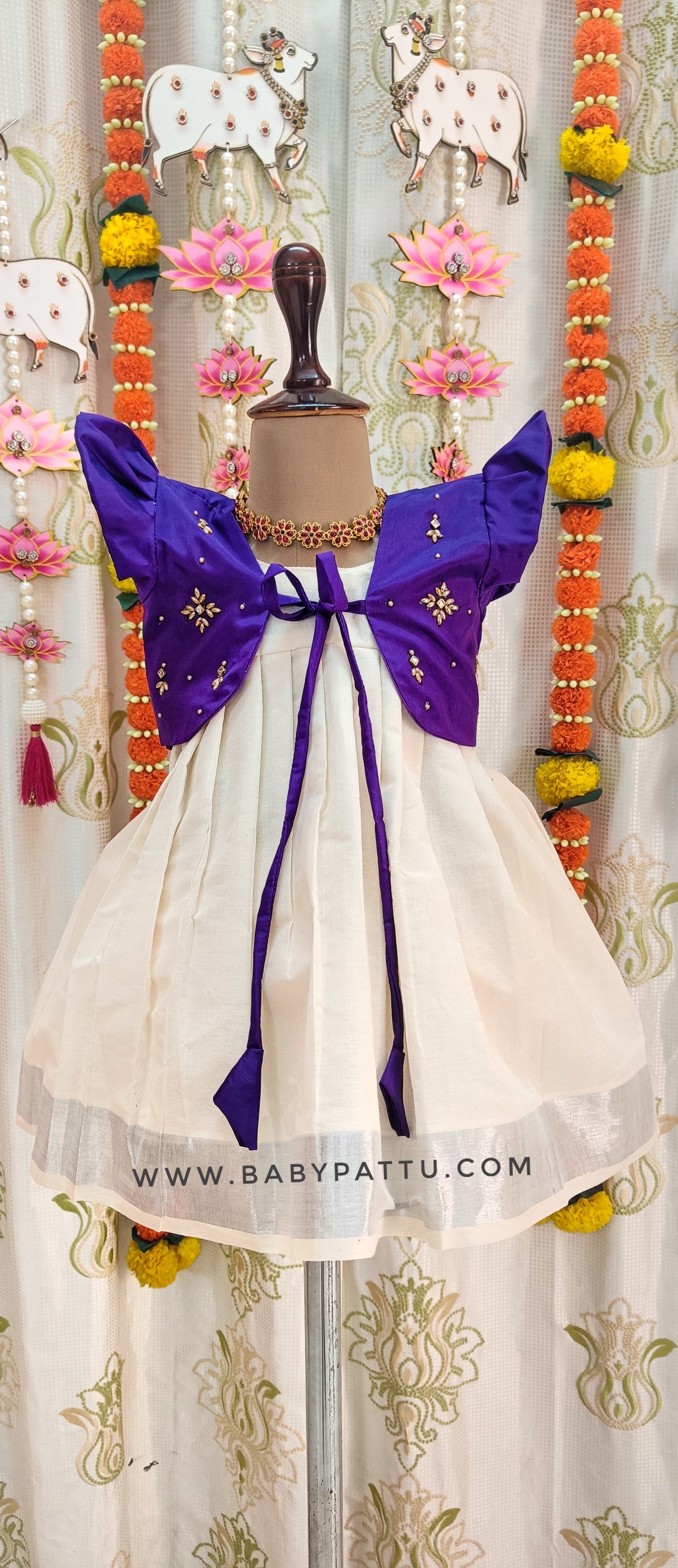 🌾🌾Purple & White Kerala Coat Modal Frock || Vishu Collection || 2024 ||🌾🌾