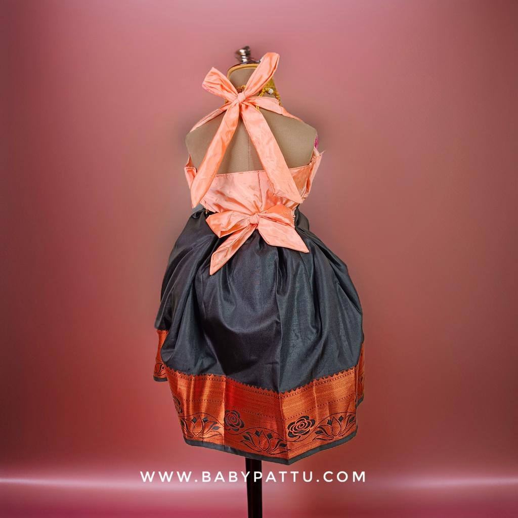 Peach & Black Frock