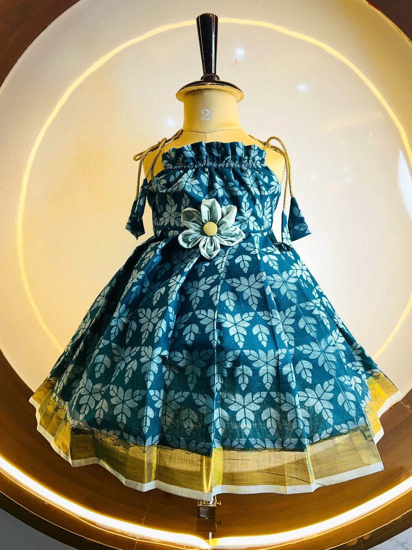 Peacock Blue cotton Frock