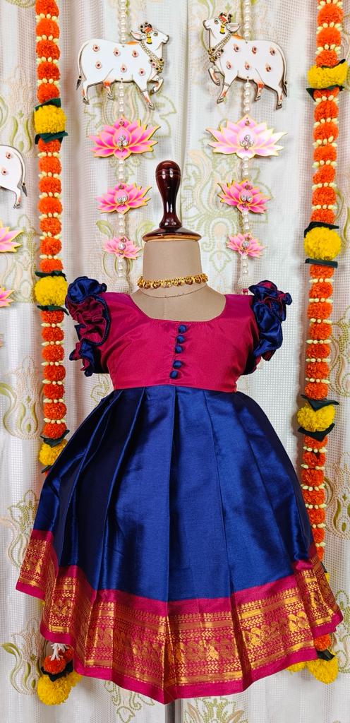Maroon & Blue Frock