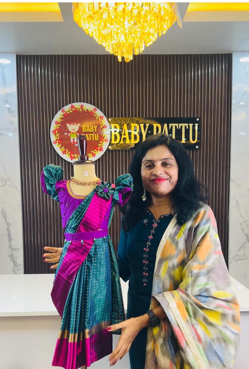 Purple And Peacock Green Ready To Wear Saree in Arani Silk