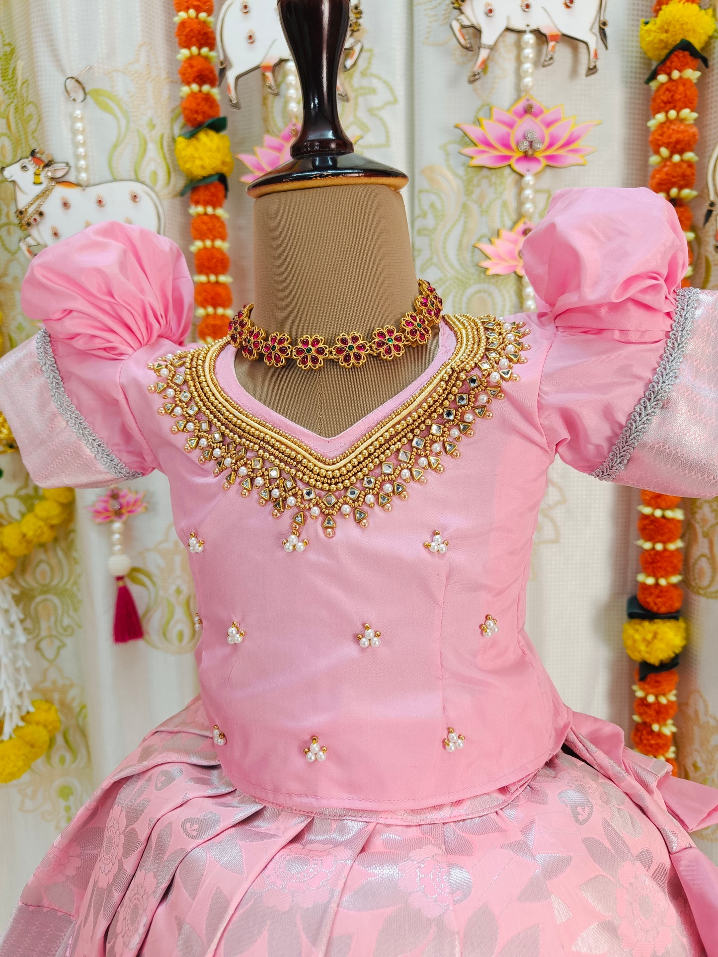 Very Elegant BabyPink Pattu Pavada