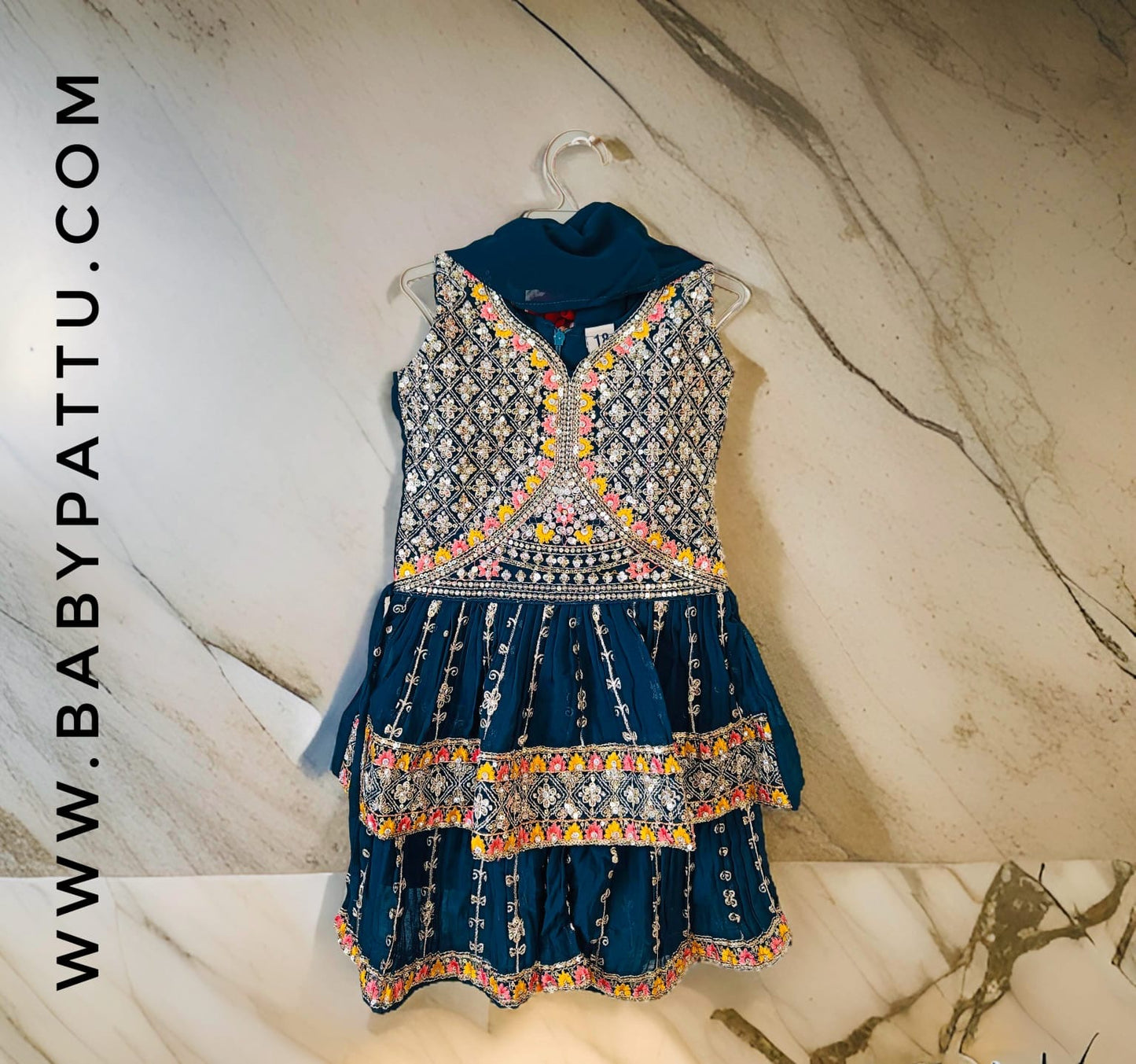Navy Blue Sharara Plazo Set Along with Dupatta