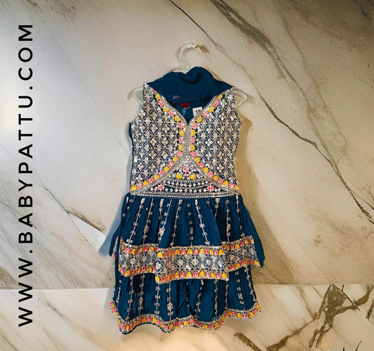 Navy Blue Sharara Plazo Set Along with Dupatta