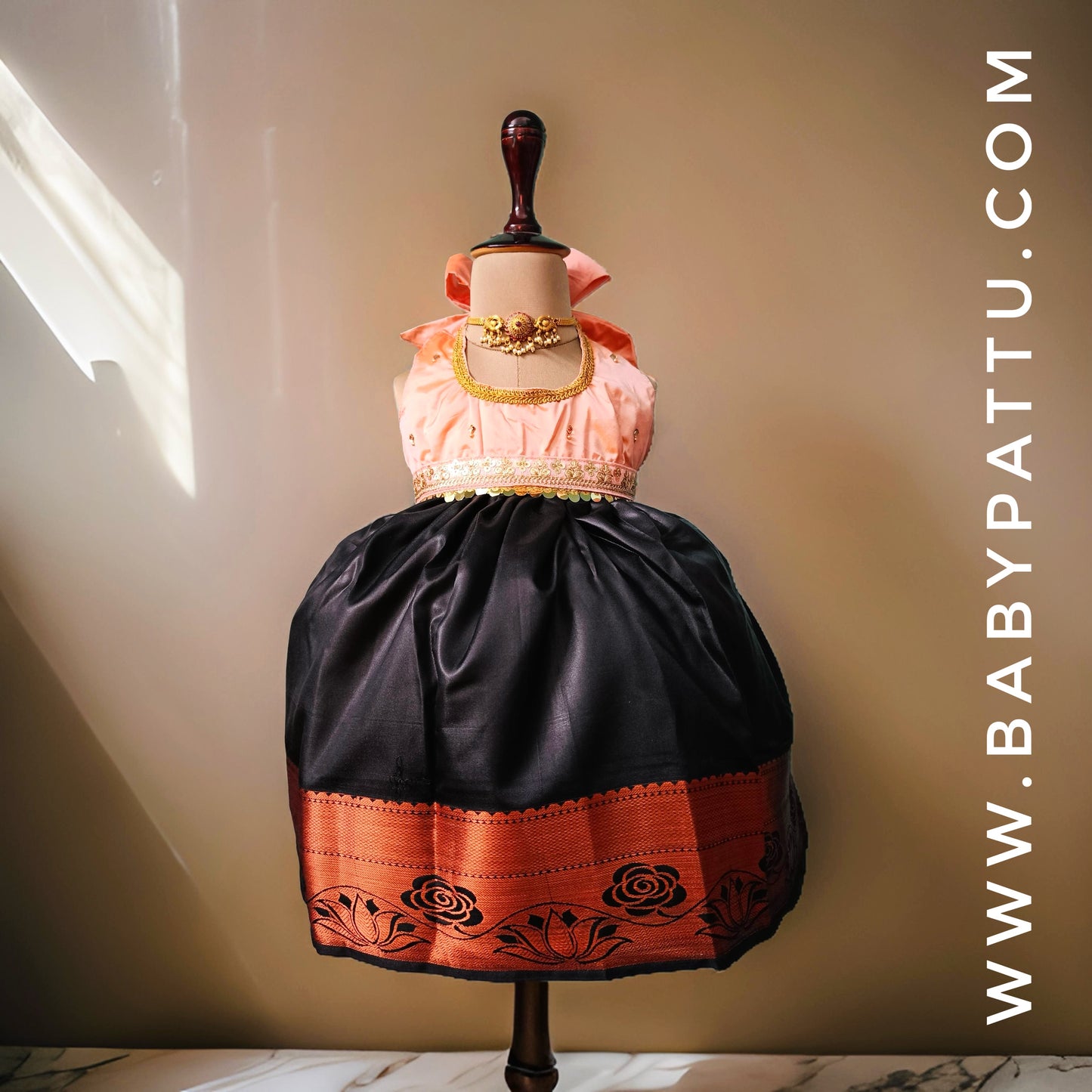 Peach and black frock