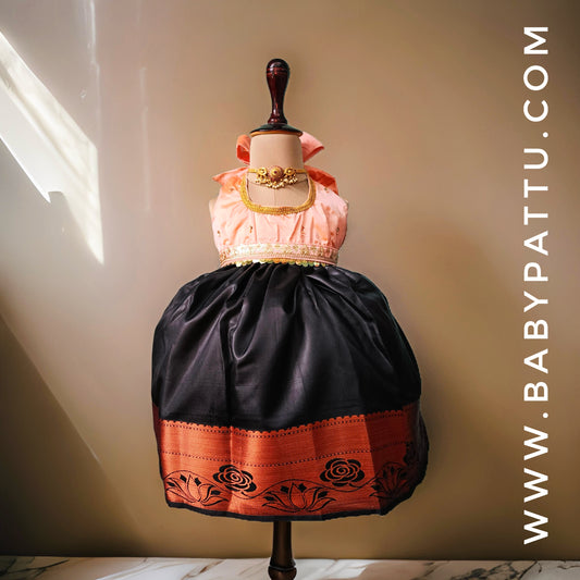 Peach and black frock