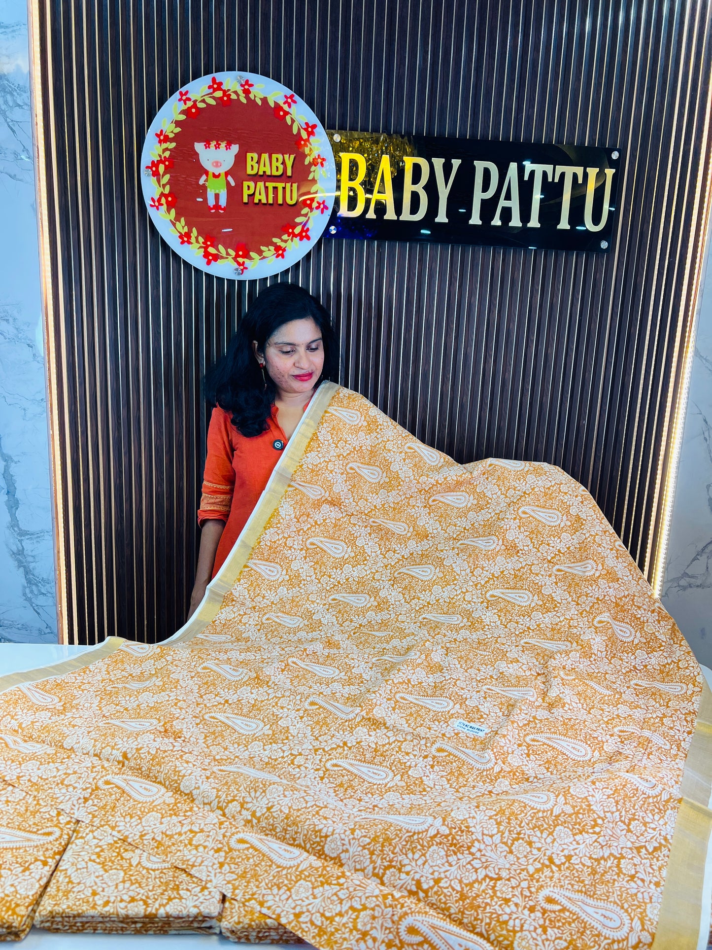 Yellow Color Kerala Cotton Saree