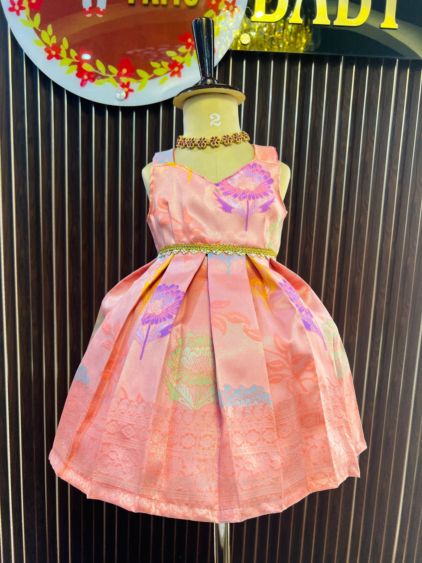 Purple & Peach Color 2 in 1 Overcoat Model Frock