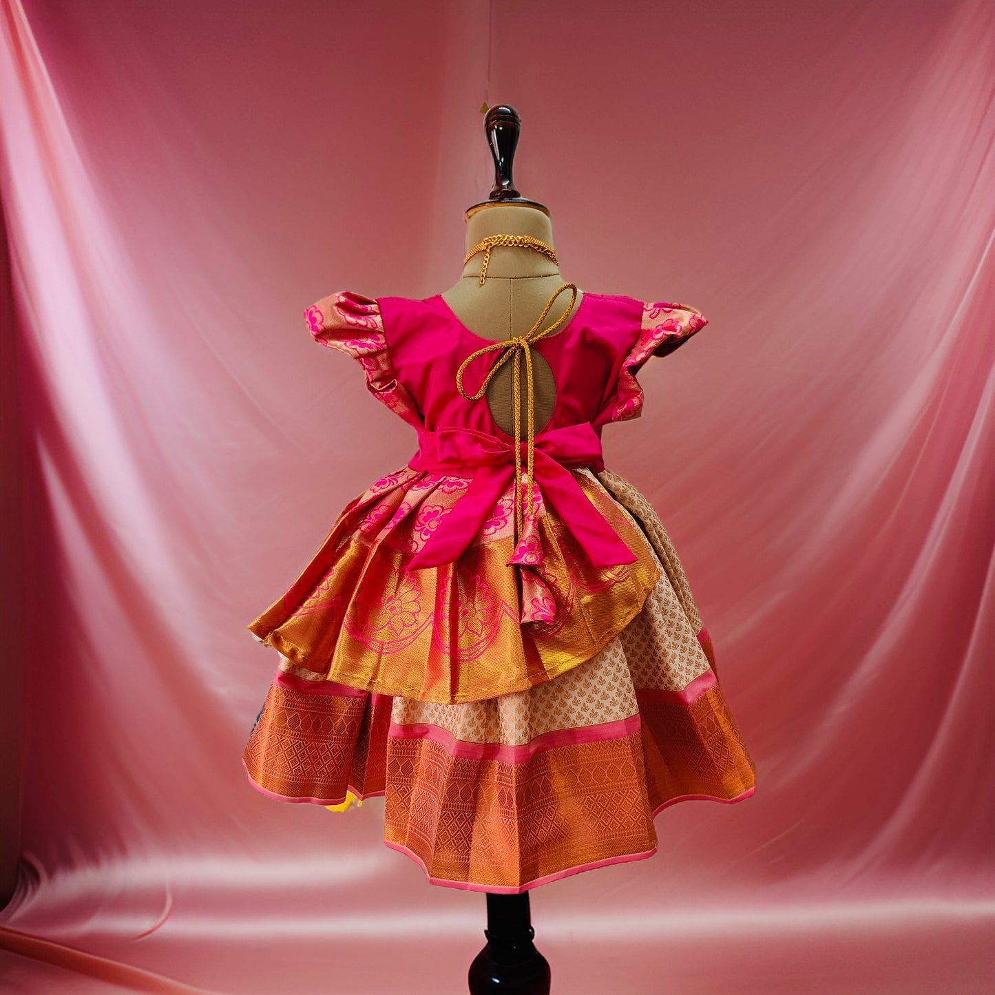 Beautiful Remo Frock in Rani Pink and Half White