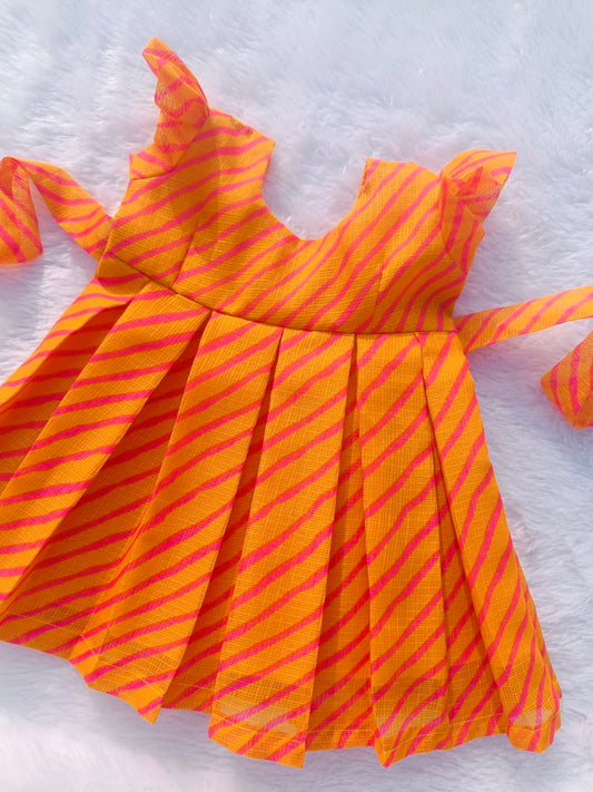 Orange Colour Kota Cotton Frock