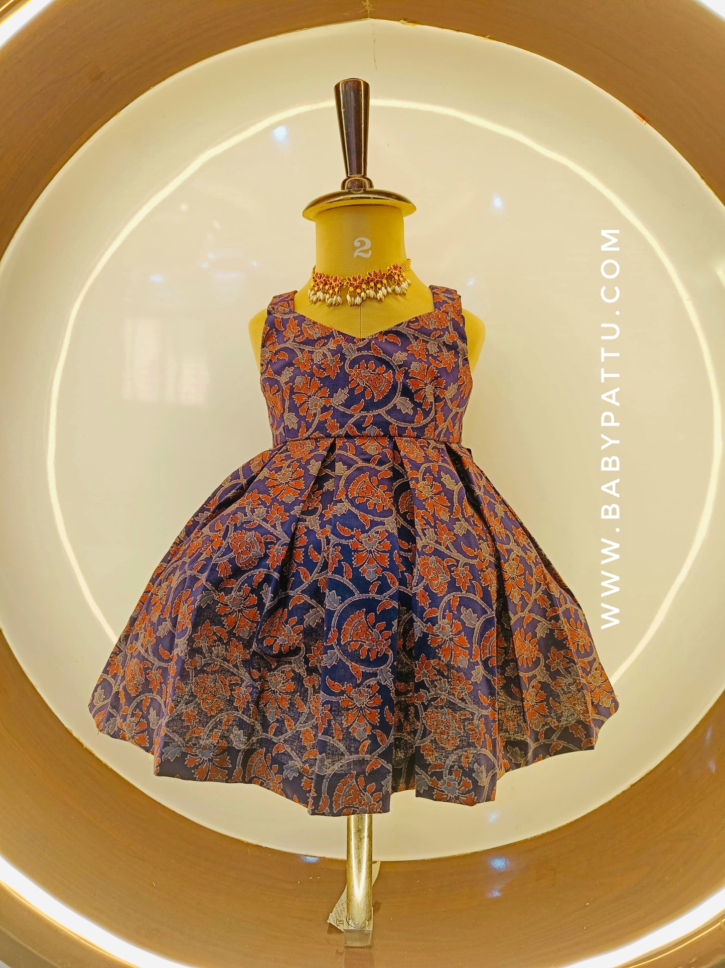 Navy blue Color Ajrakh Pure Cotton Frock