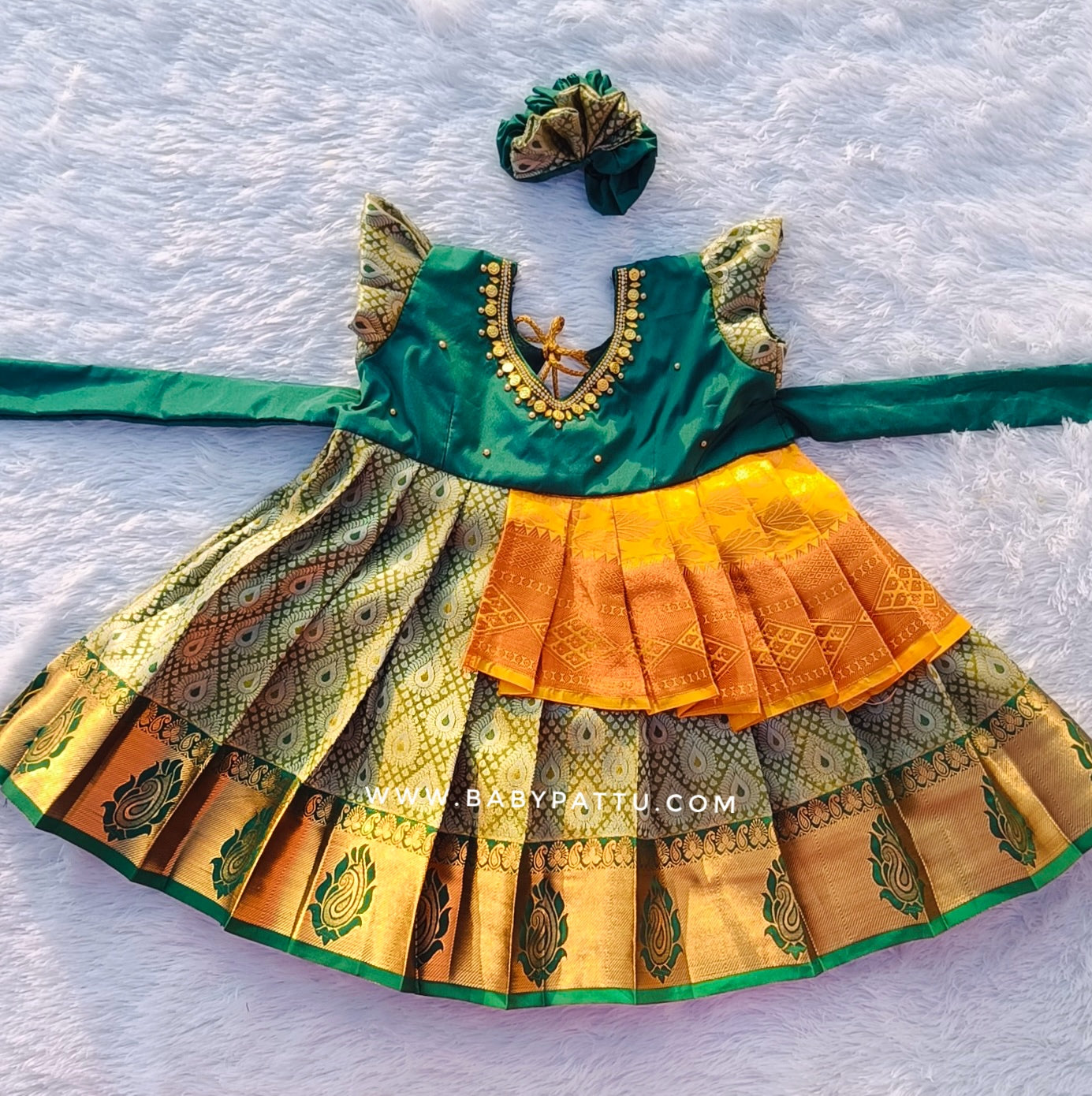 Green & Yellow Remo Modal Frock