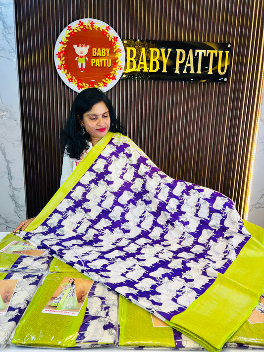 Dola Cow print Purple & Parrot green