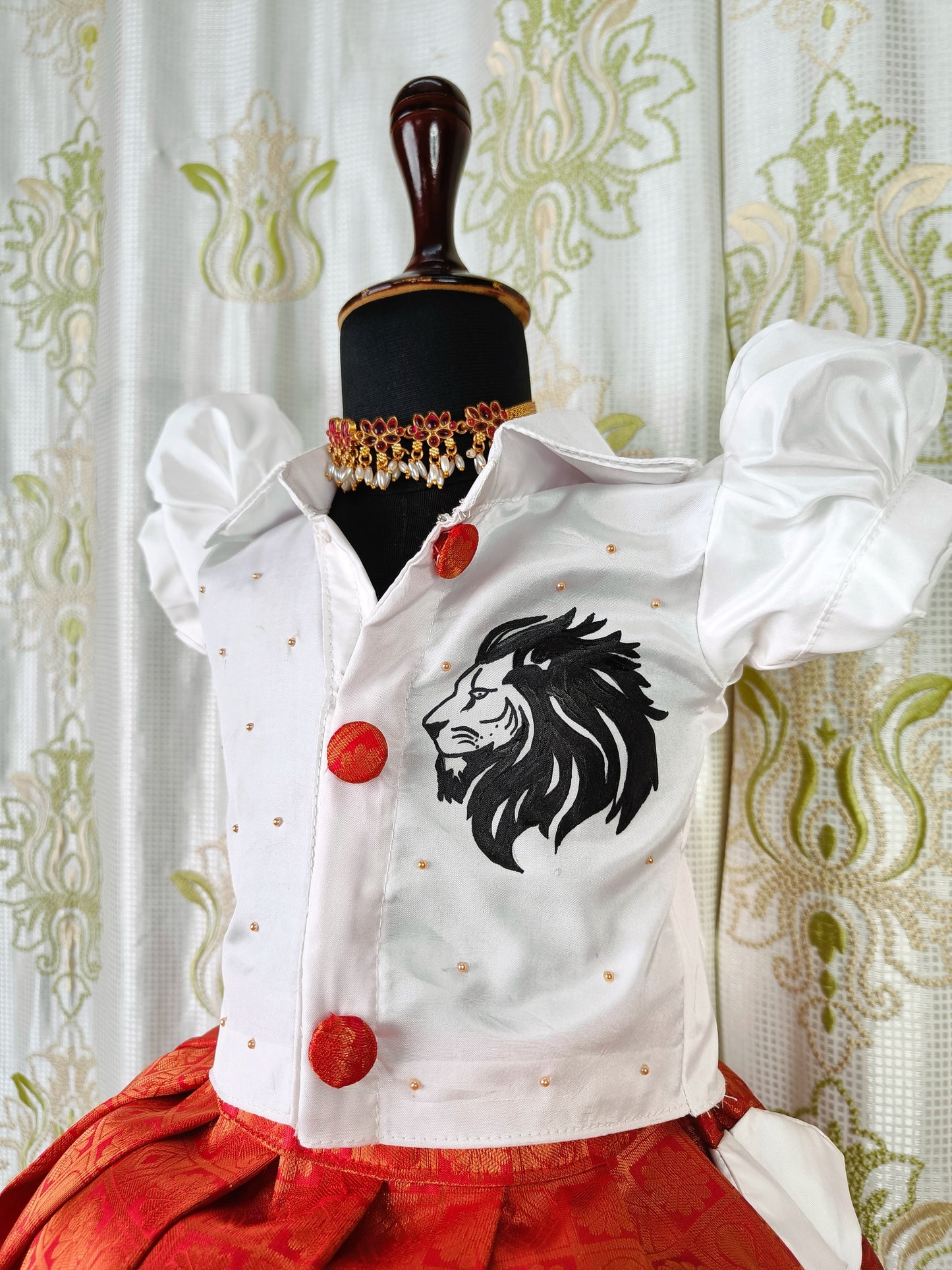 PUSHPA - 2 || 🦁 || WHITE TOP & RED BOTTOM PATTU PAVADA