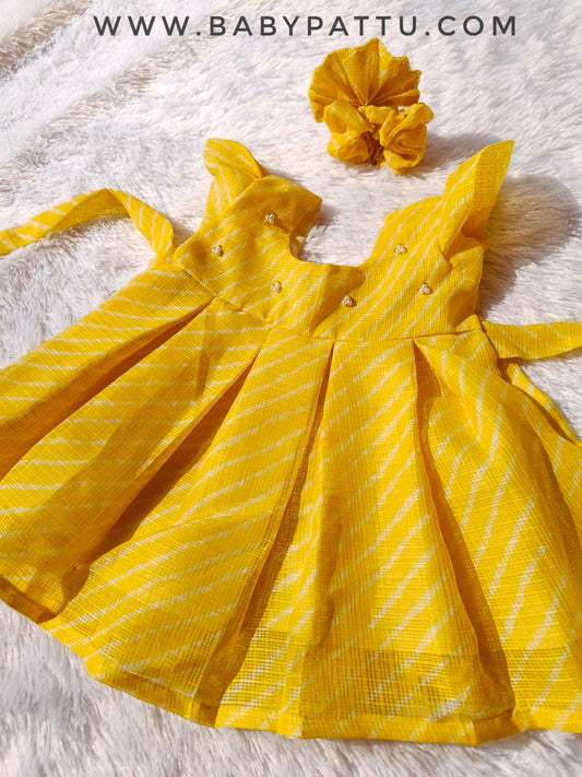 Mango Yellow Kota Cotton Frock