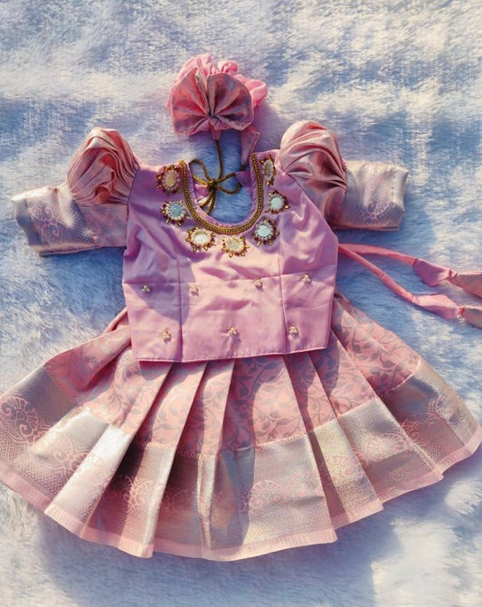 Baby Pink Pattu Pavada