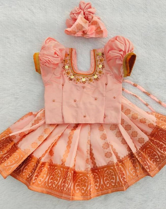 Baby Pink Pattu pavada