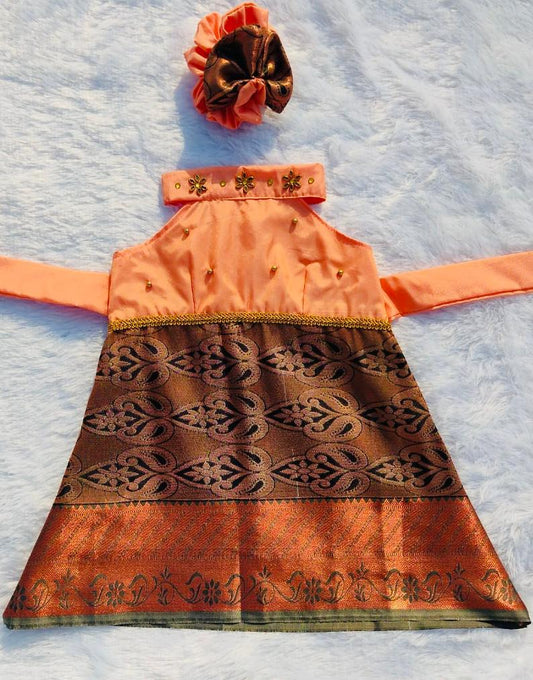 Peach and Brown Frock