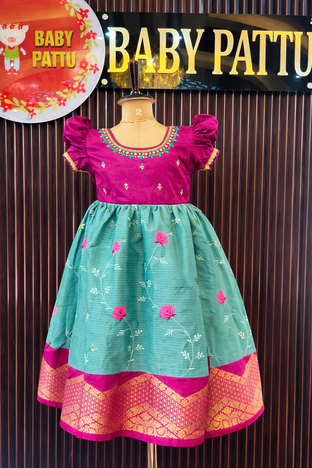 Purple and Mint green Frock