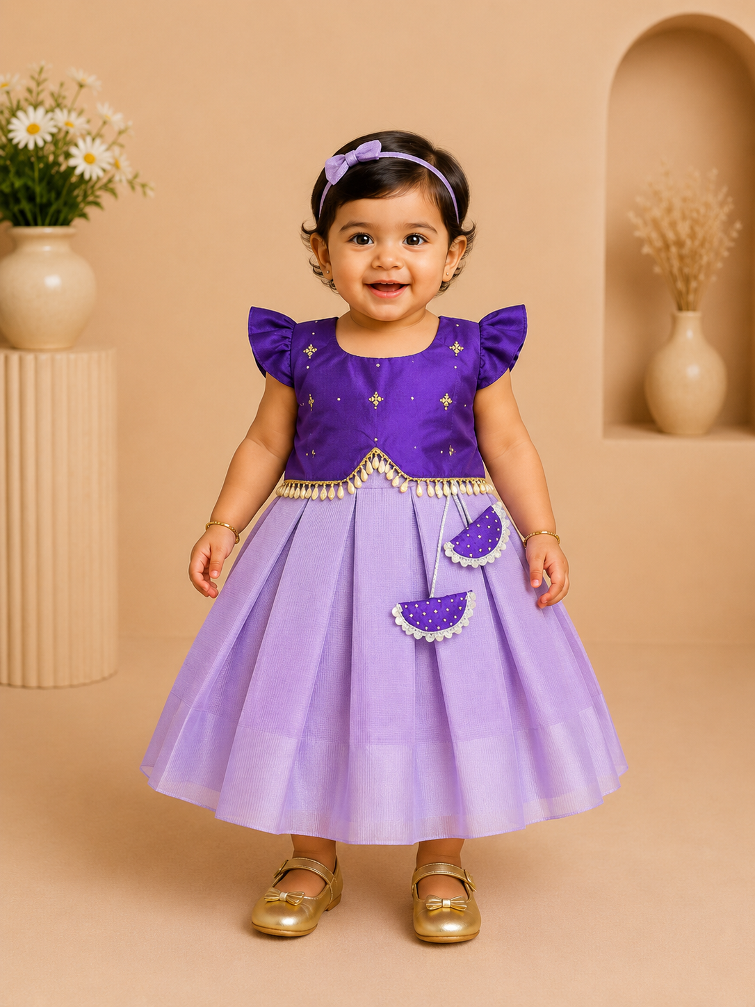 Lavender and Purple Coat Model Frock
