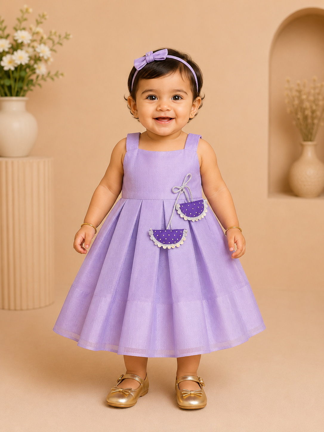 Lavender and Purple Coat Model Frock