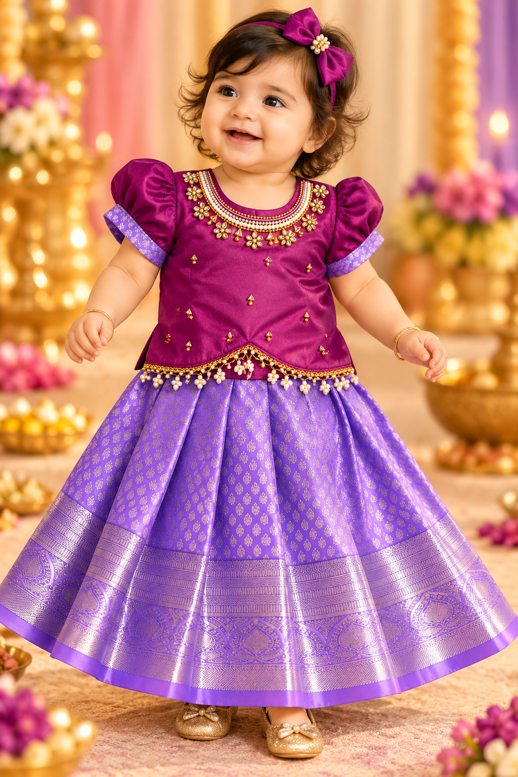 Purple & Lavender Pattu Pavada