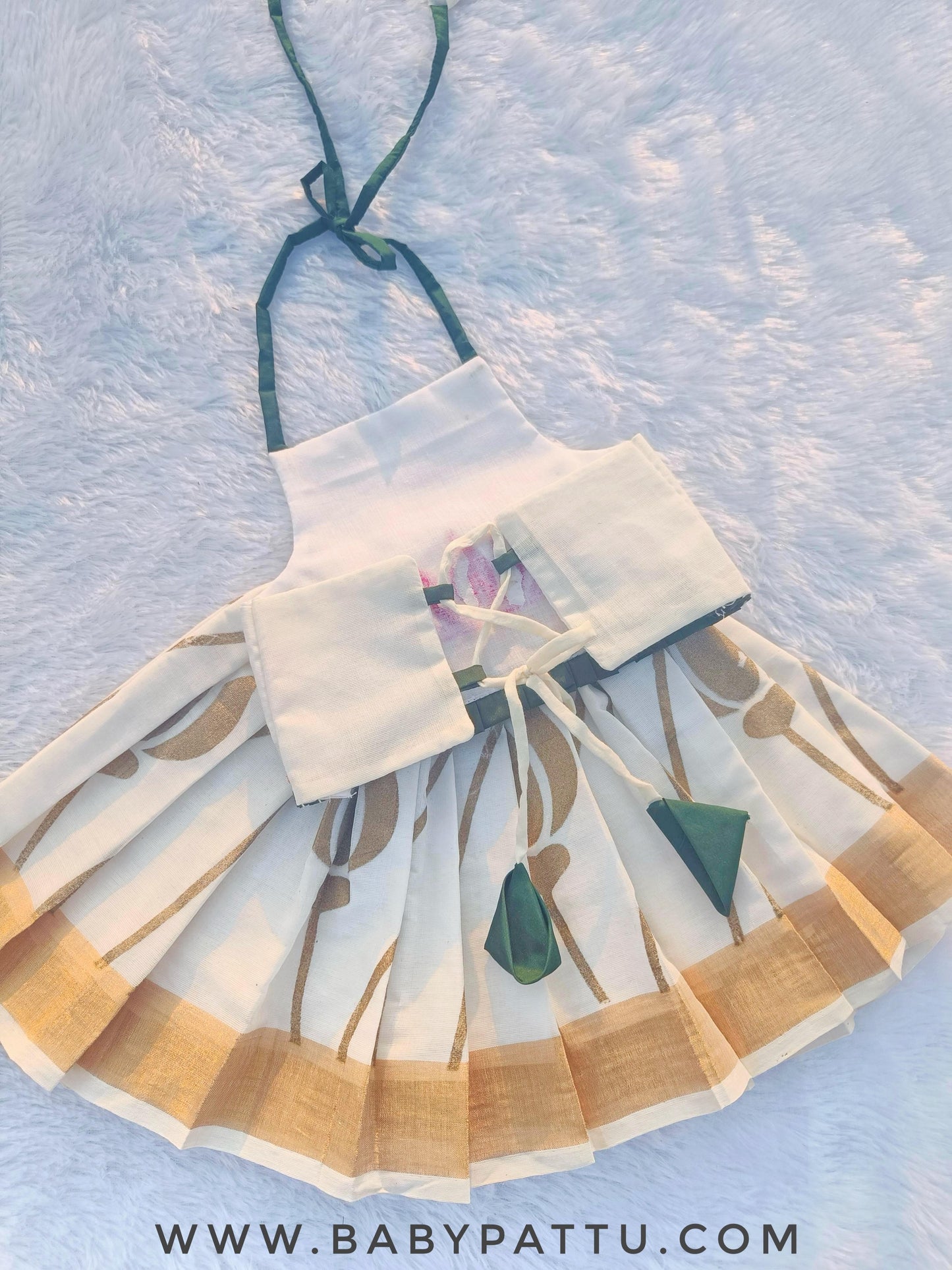 🌾Lotus Hand painted Kerala Cotton Crop Top Pattu Pavada|| Vishu Collection || 2025 || 🌾
