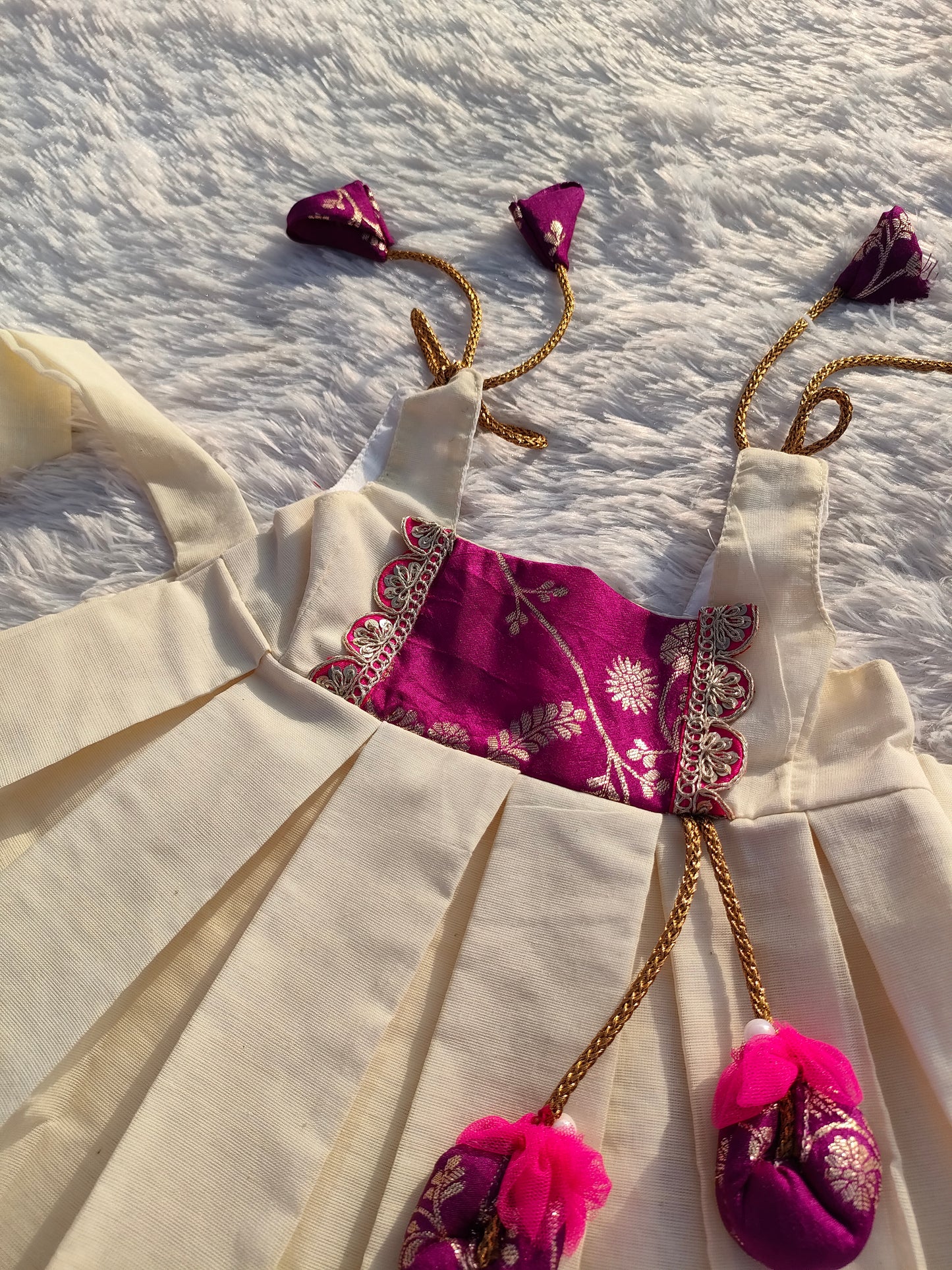 Purple & White Kerala Cotton Frock || Onam Collections 2026