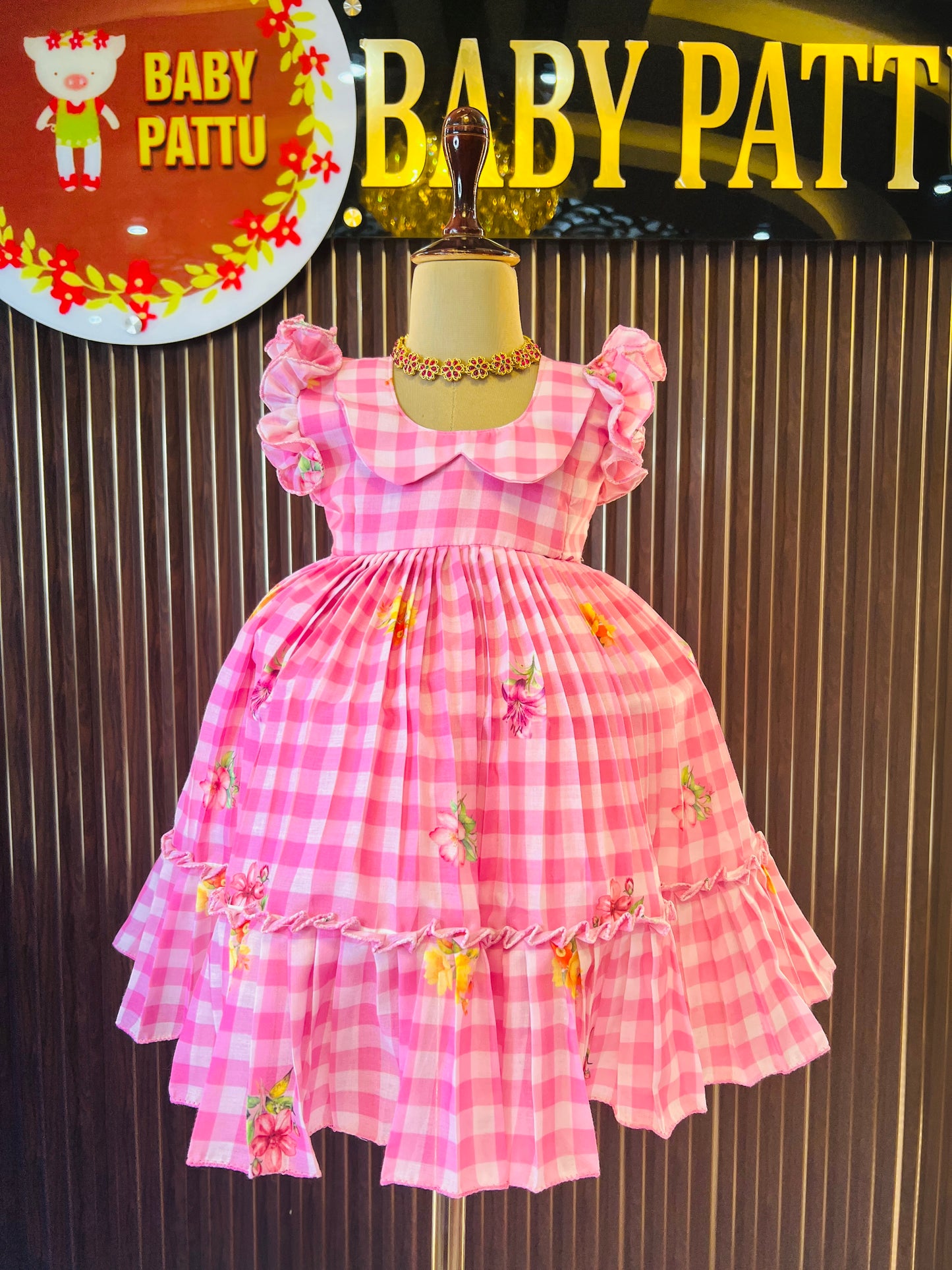 Baby Pink Color Pure Mul Cotton Summer Frock