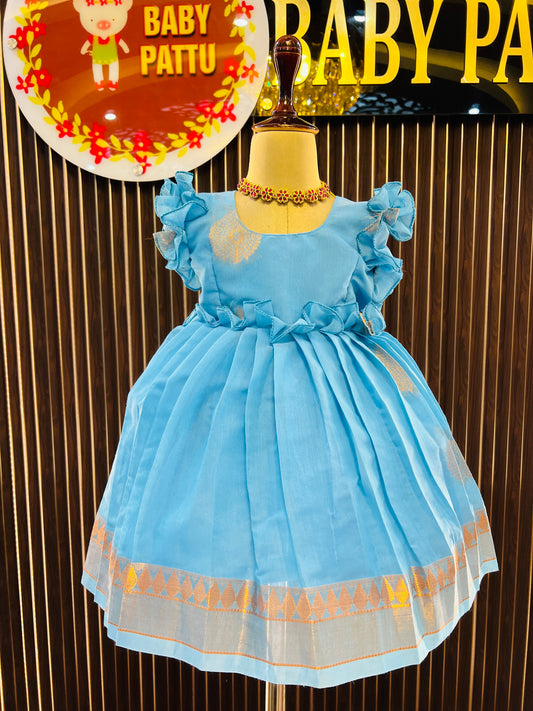Sky Blue  Cotton Frock