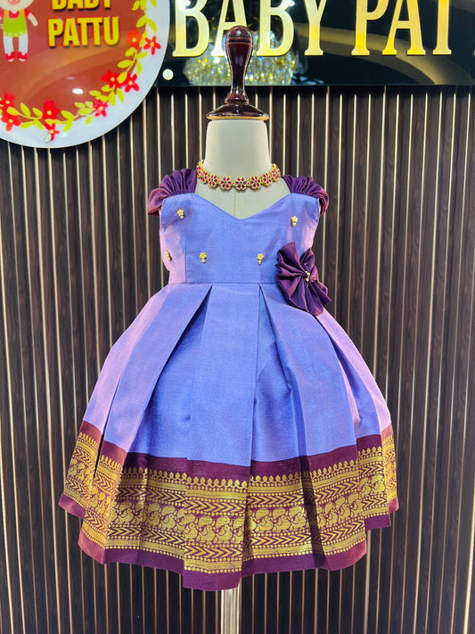 Purple Color Cute Bow Frock