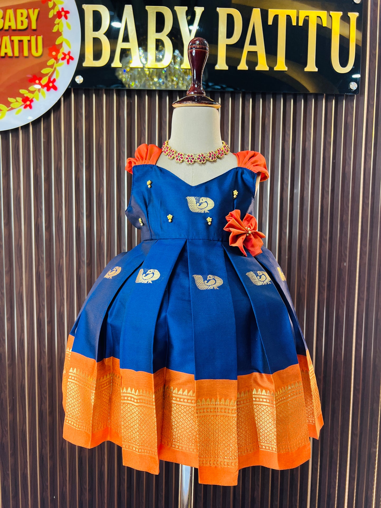 Blue Color Cute Bow Frock
