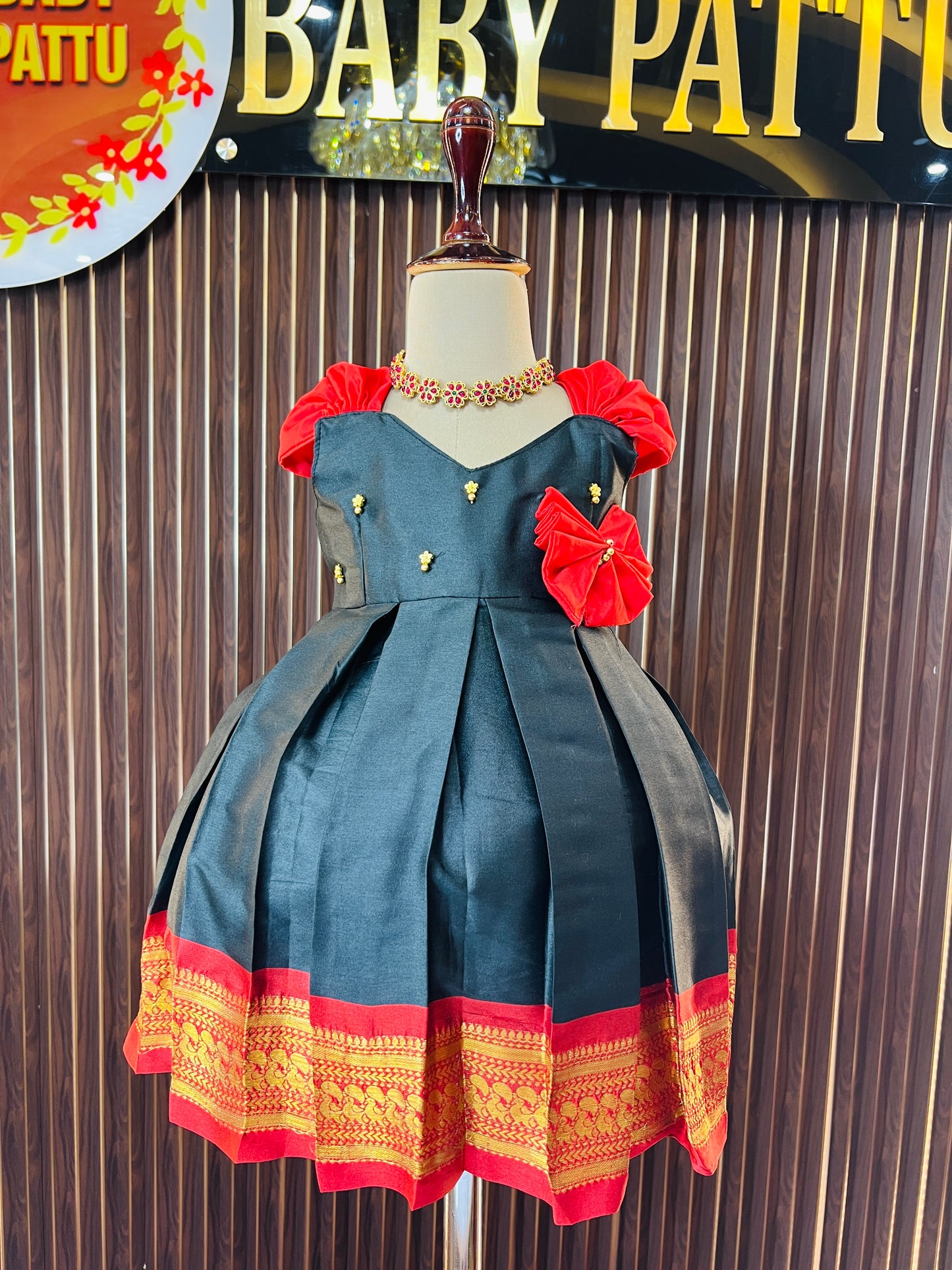 Black Color Cute Bow Frock