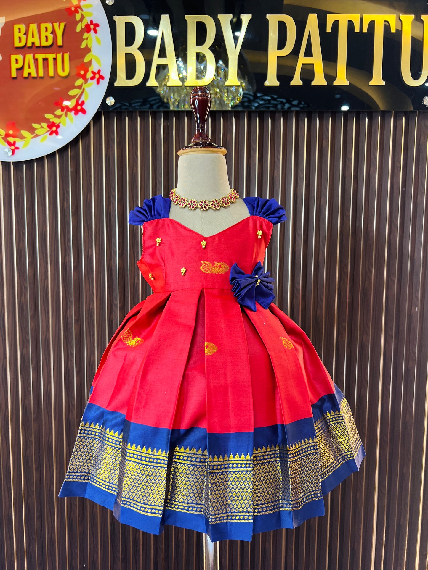 Red Color Cute Bow Frock