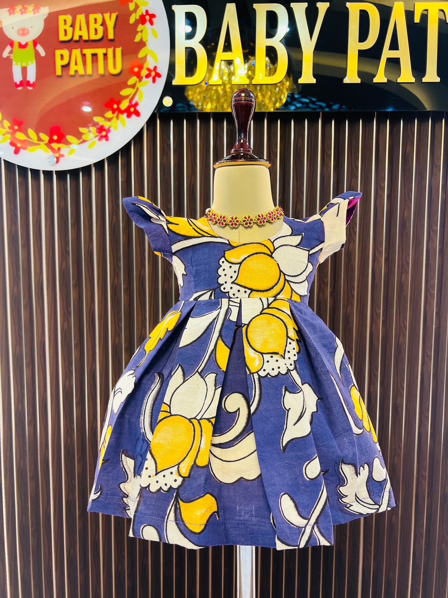 Blue Pure Cotton Kalamkari Frock