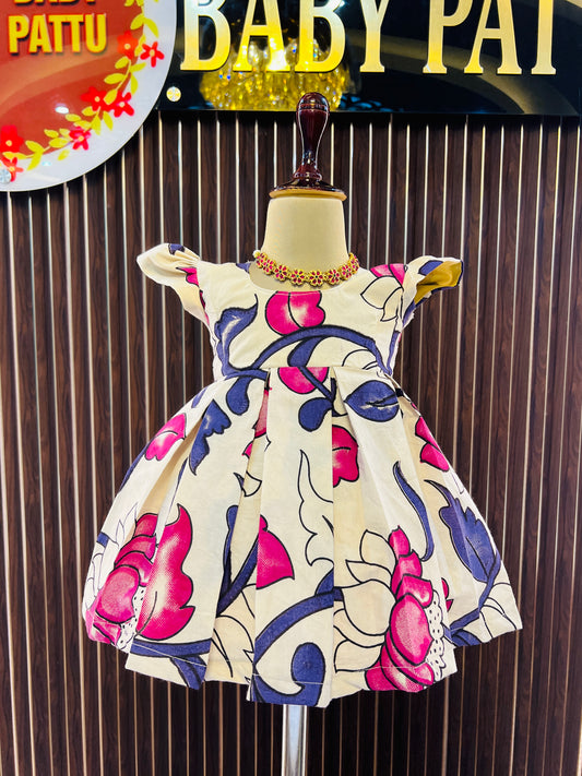 White Pure Cotton Kalamkari Frock