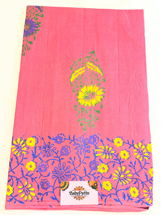 Venkatagiri Pure Cotton Saree Screen Paint saree