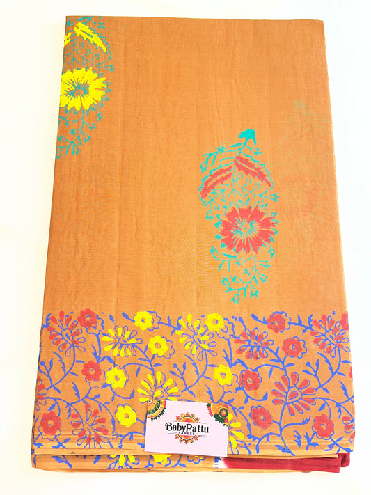 Venkatagiri Pure Cotton Saree Screen Paint saree