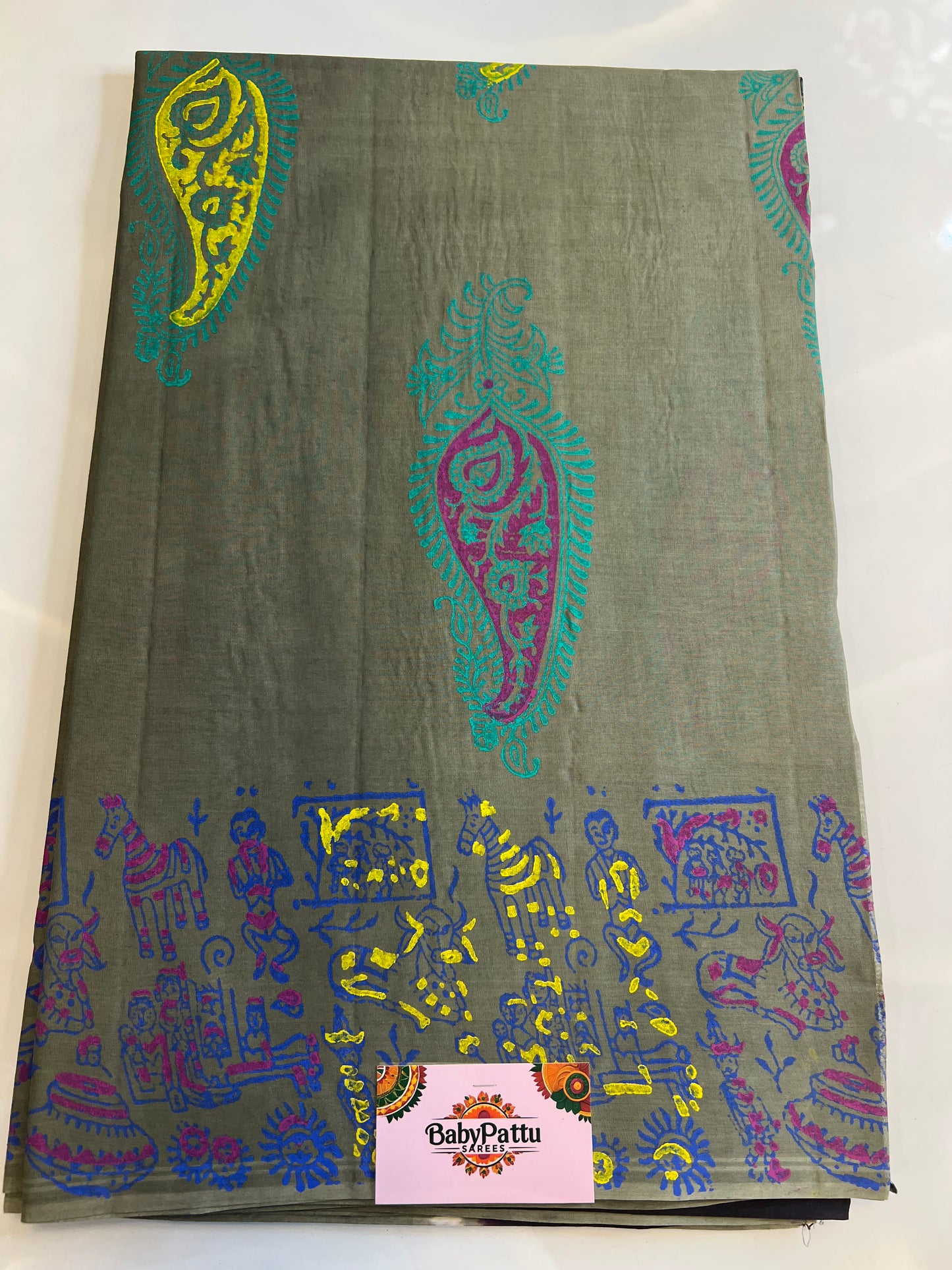 Venkatagiri Pure Cotton Saree Screen Paint saree