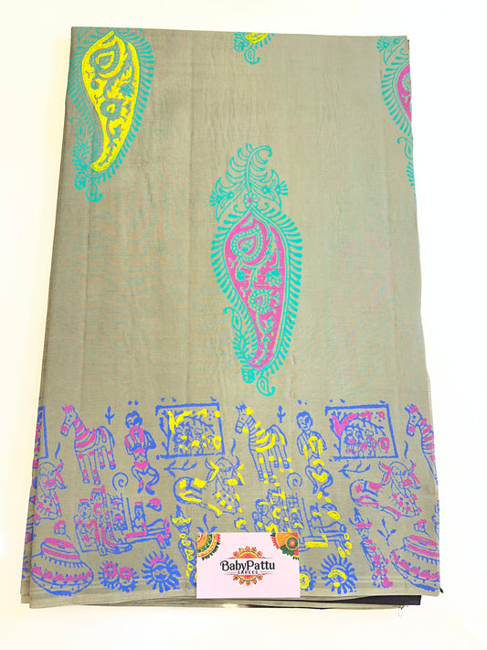 Venkatagiri Pure Cotton Saree Screen Paint saree