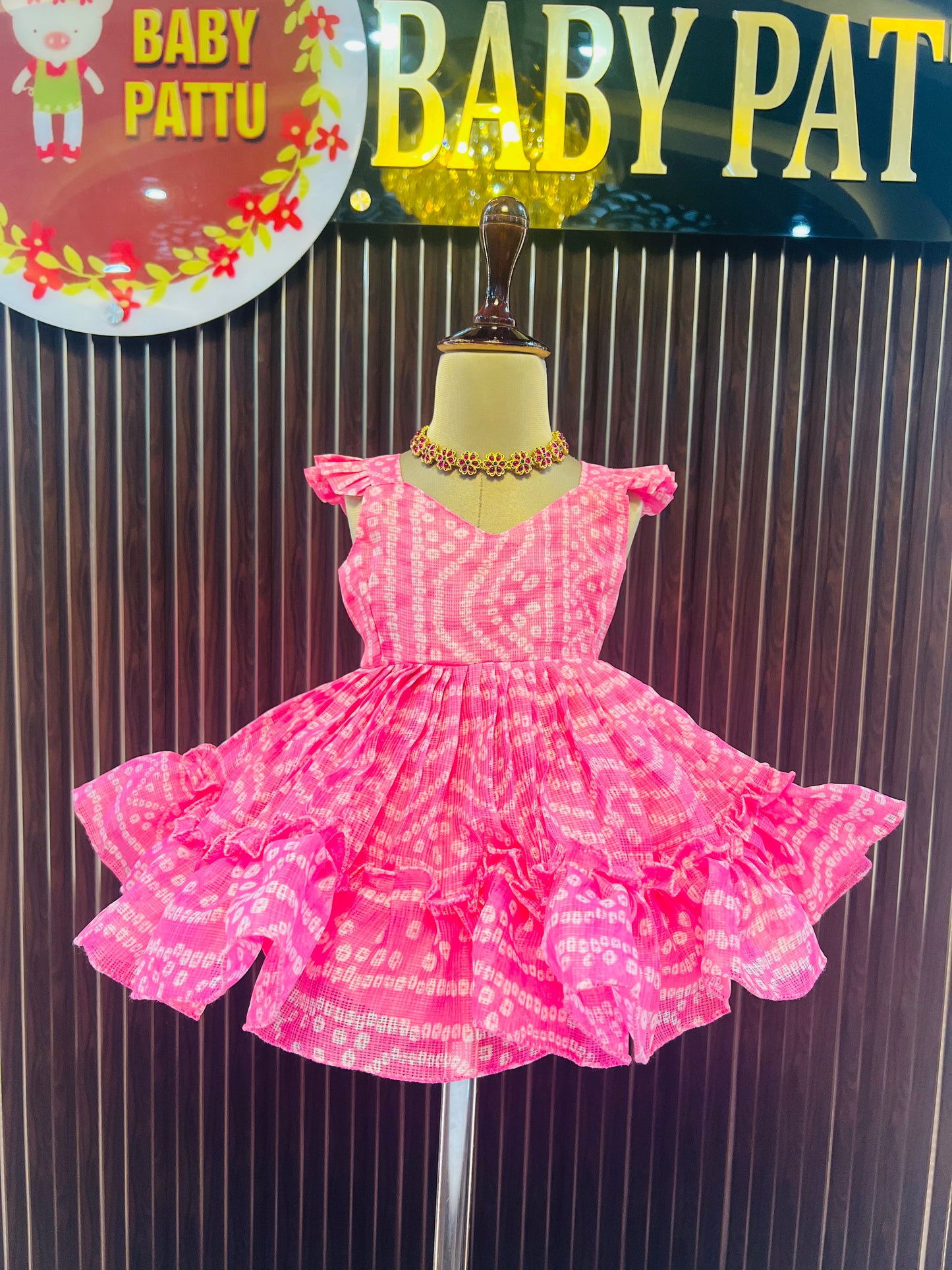 Baby Pink Color Kota Cotton  Frock